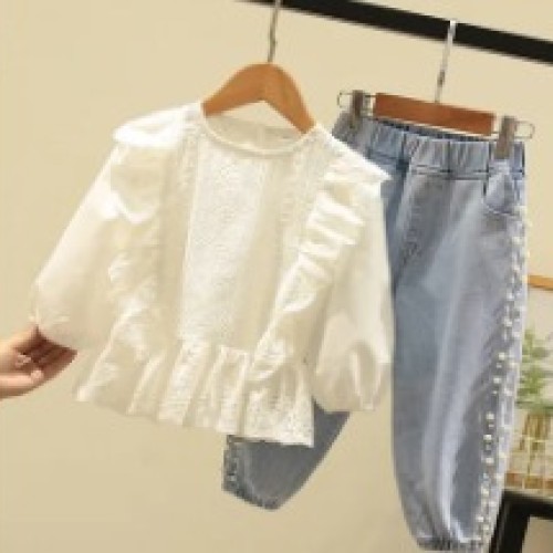 WHITE TOP DENIM JEANS