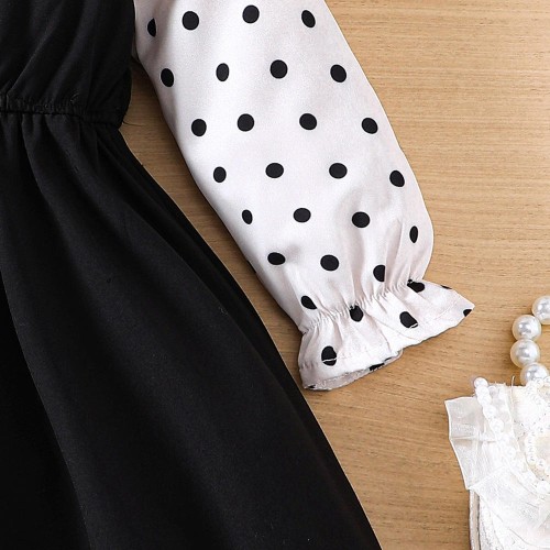 WHITE BLACK B PRINT DRESS