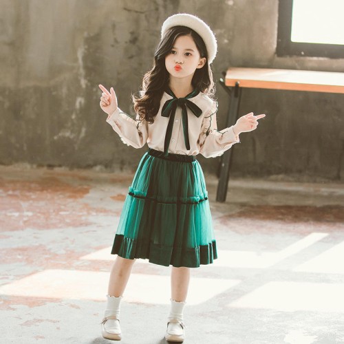 GOLDEN GREEN SKIRT SET