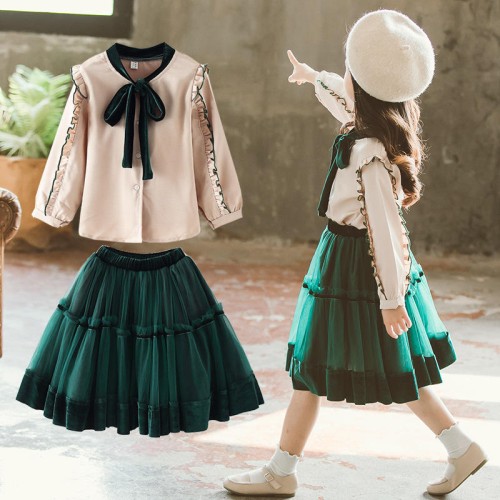 GOLDEN GREEN SKIRT SET