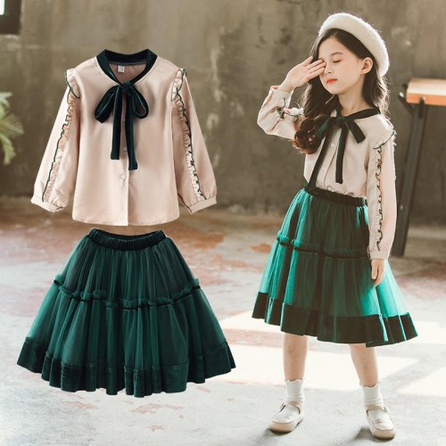 GOLDEN GREEN SKIRT SET