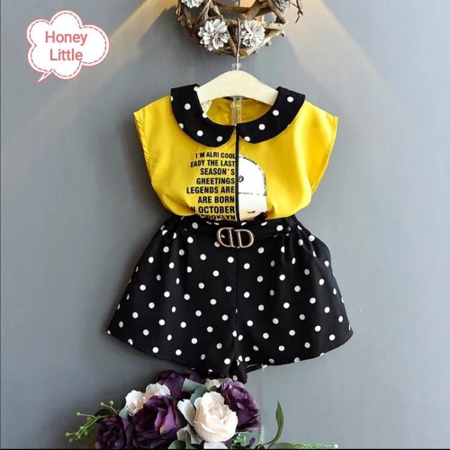 YELLOW BLACK SKIRT SET