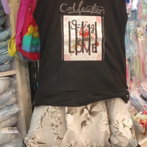 Black Top And Skirt Set