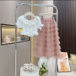 PINK GLITTER SKIRT SET