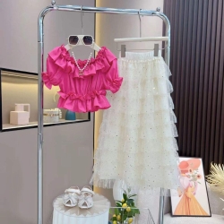 WHITE GLITTER SKIRT SET