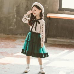 GOLDEN GREEN SKIRT SET